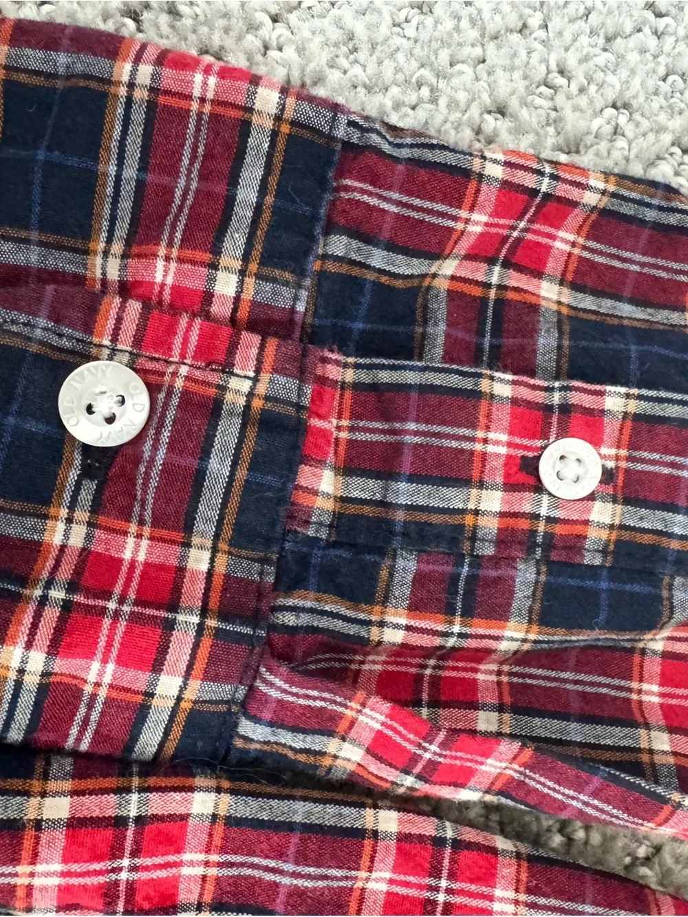 Old Navy Navy and Red Plaid Button-Down Shirt